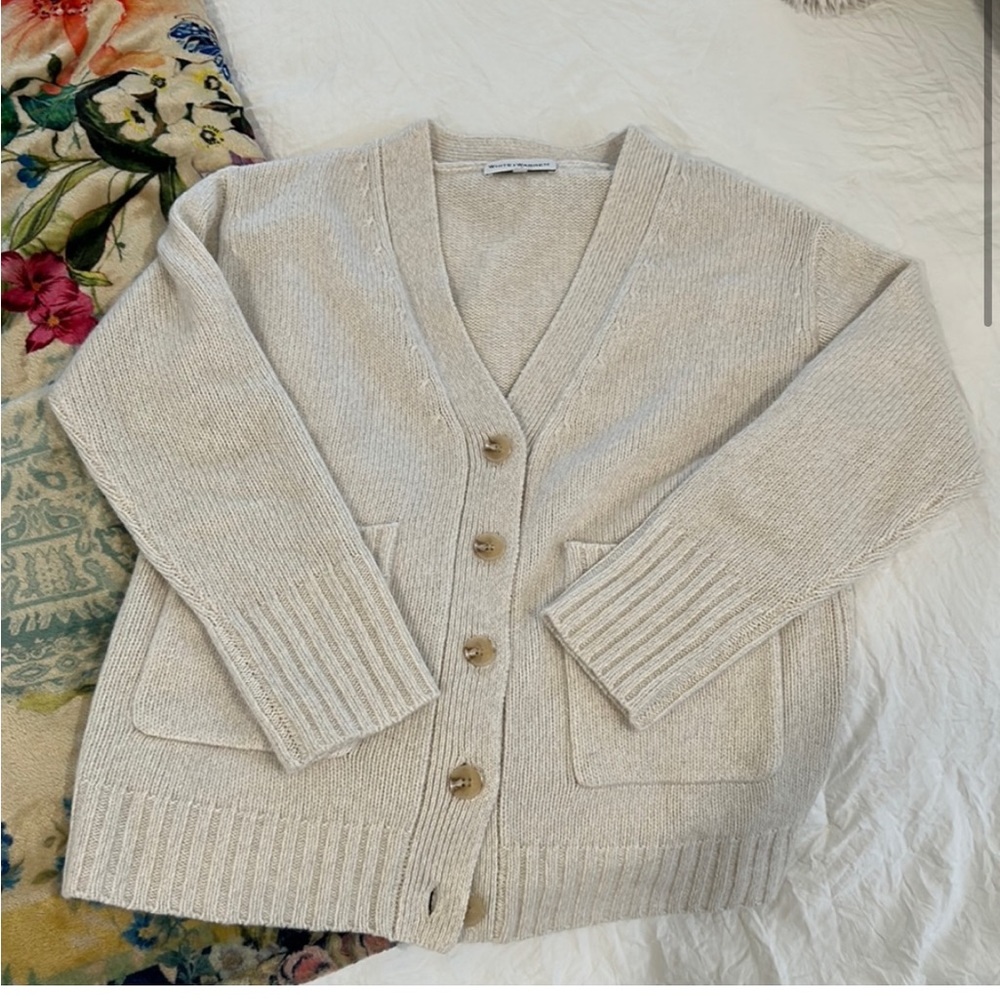 White and warren wool cardigan